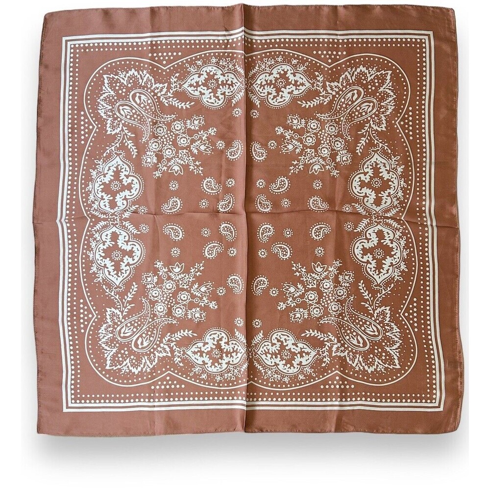 Brown Scarf Unisex Vtg Headscarf Tied 26.5” X 27.5” Headscarf Scarve